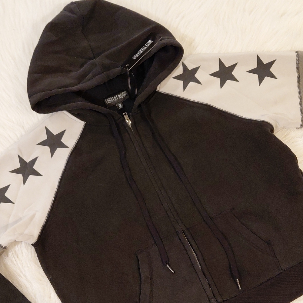 DOLLSKILL CURRENT MOOD 1X ZIP HOODIE GRAY/ STARS